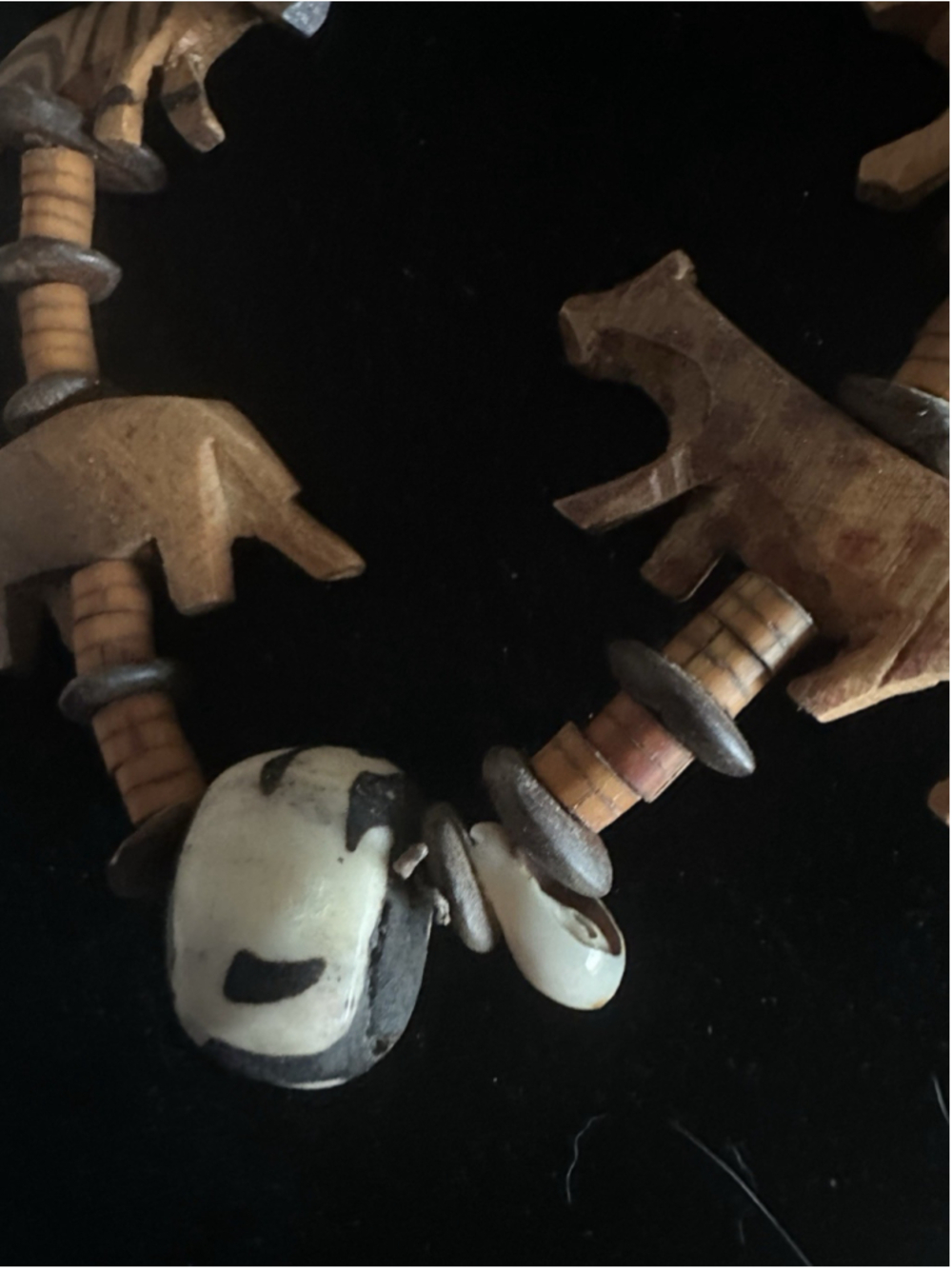 Vintage wildlife Safari Carved wood animal Necklace Kenya Africa Maasai bead - Picture 6 of 7